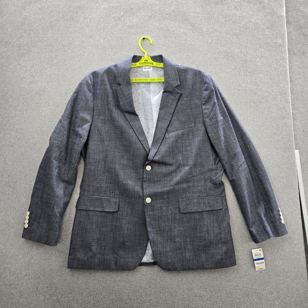 Tasso Elba Men Blazer XL (46-48) Blue Sport Coat Chambray Two Button Jacket NWT‎